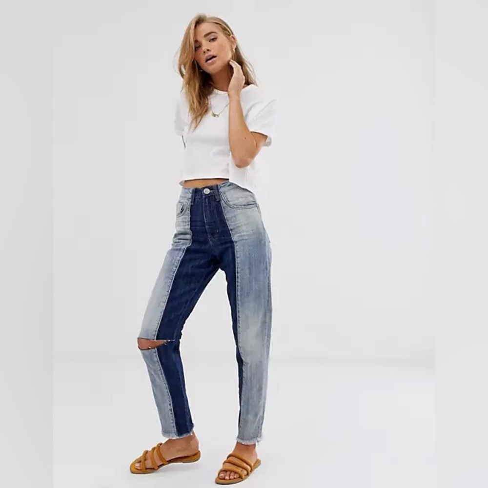 One Teaspoon Legend contrast denim mom jeans